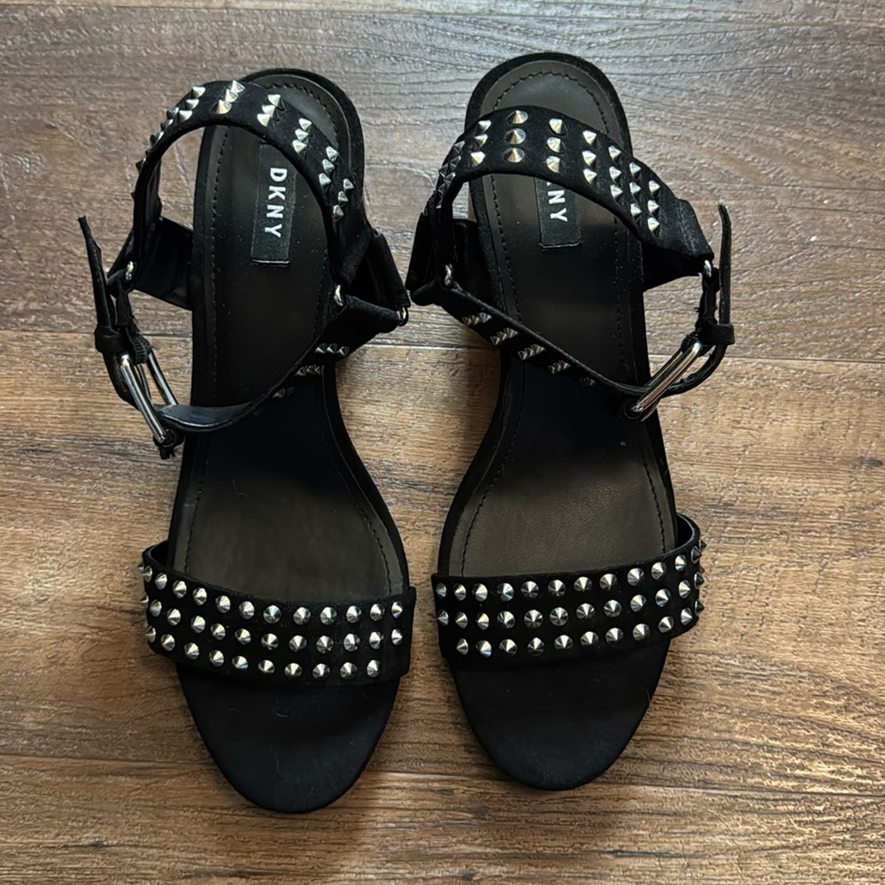 DKNY black studded sandals size 10